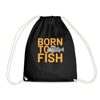 Fishing fishing angler carp sayings funny cool - Drawstring Bag - black - Front