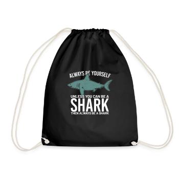 Shark shark shark boy ham sayings funny cool - Drawstring Bag - black - Front