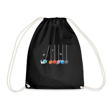 Space astronaut pendulum rocket solar system - Drawstring Bag - black - Front