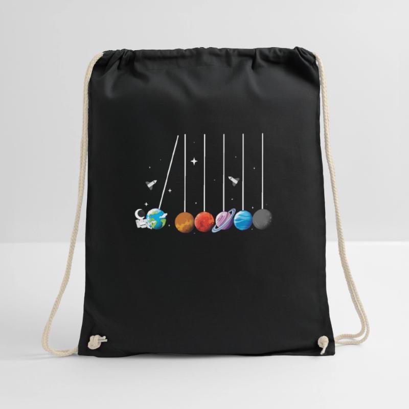 Space astronaut pendulum rocket solar system Drawstring Bag