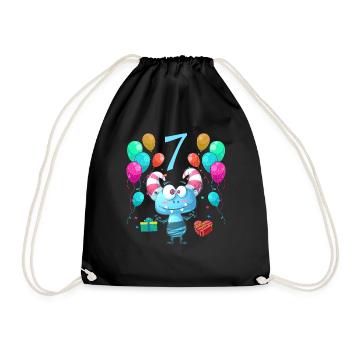Monster Geburtstagsshirt für Kinder 7 Jahre - Turnbeutel - Schwarz - Vorne