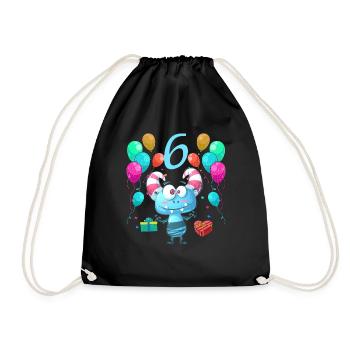 Monster Geburtstagsshirt für Kinder 6 Jahre - Turnbeutel - Schwarz - Vorne