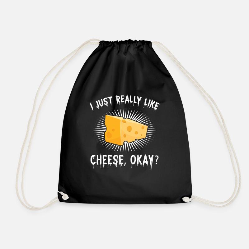Lustiger Käseliebhaber Käse Nerd Geschenk Design Idee - Turnbeutel - Schwarz