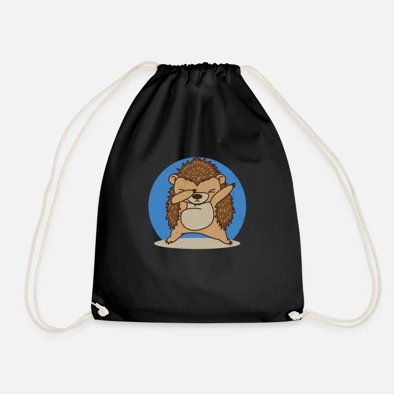 Hedgehog - Drawstring Bag - black