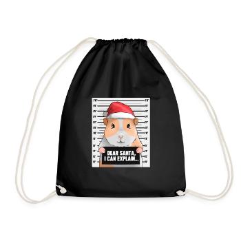 Guinea Pig Christmas Vebrecherfoto Pet - Drawstring Bag - black - Front