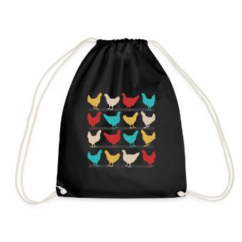 Chicken chickens cock stall animal farm farmer - Drawstring Bag - black - Front