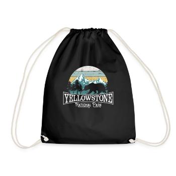 Simple Retro Yellowstone National Park Gift - Drawstring Bag - black - Front