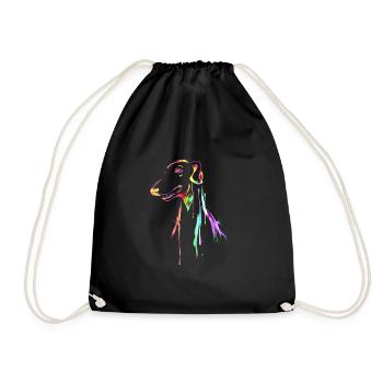 Greyhound Multicolored dog lover gift - Drawstring Bag - black - Front
