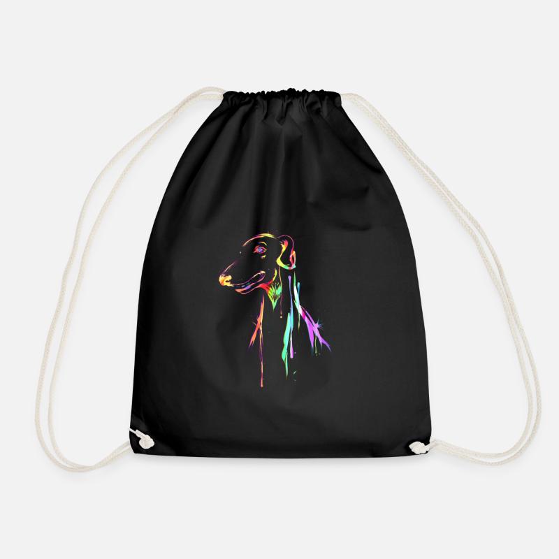 Greyhound Multicolored dog lover gift - Drawstring Bag - black