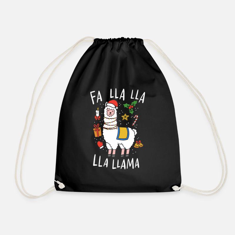 Weihnachts-Lama - Turnbeutel - Schwarz