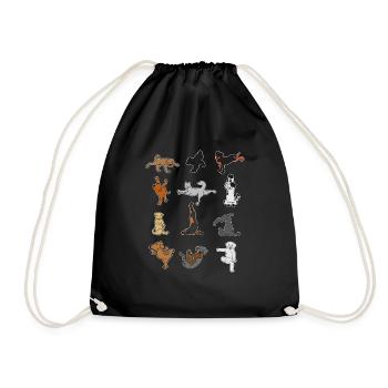 Dog Yoga Dog Puppy Meditation Relaxation - Drawstring Bag - black - Front