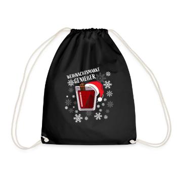 Weihnachtsmarktgeniesser - Turnbeutel - Schwarz - Vorne