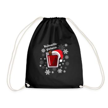 Weihnachtsgluehwein Glühwein Weihnachten - Turnbeutel - Schwarz - Vorne