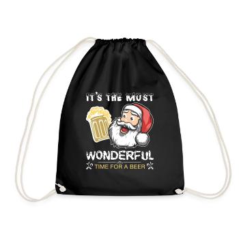 Weihnachten Weihnachtsmann Bier - Turnbeutel - Schwarz - Vorne