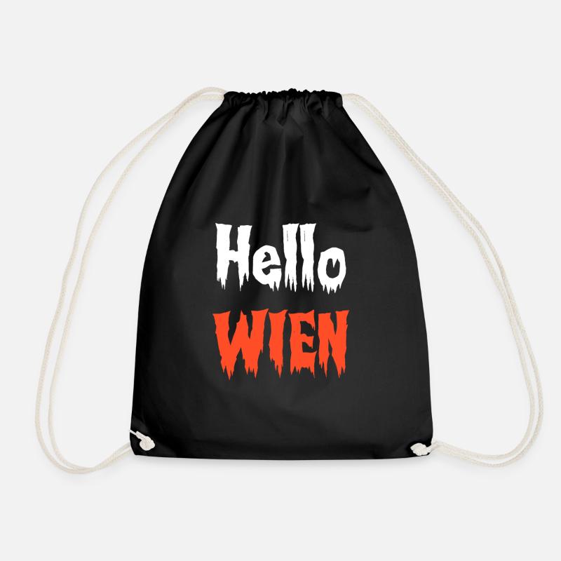 Hellowien - Hello Vienna - funny Halloween design - Drawstring Bag - black