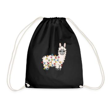 Party Lama with fairy lights - Drawstring Bag - black - Front