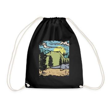 Vintage Muir Woods Hiking Gift Design Mountain - Drawstring Bag - black - Front