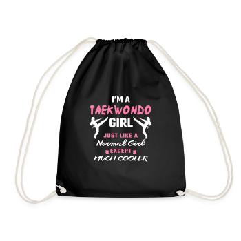 Taekwondo Girl Funny Taekwondo Gift Ideas Kick - Drawstring Bag - black - Front