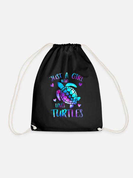 Just a girl who loves turtles - sea turtles - Drawstring Bag - black