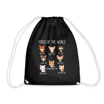Foxes of the World Gift for fox lovers - Drawstring Bag - black - Front