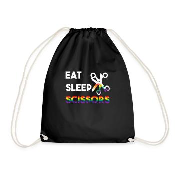 Eat Sleep Scissors Scissors Lesbian Lesbian LGBT F - Drawstring Bag - black - Front