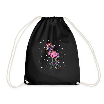 Pink Flamingo Weihnachten - Turnbeutel - Schwarz - Vorne