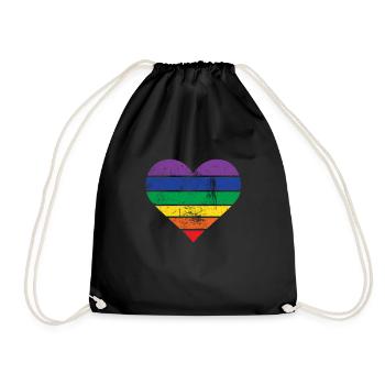 Heart rainbow - Drawstring Bag - black - Front