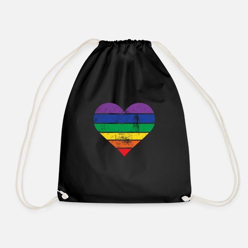 Herz Regenbogen - Turnbeutel - Schwarz