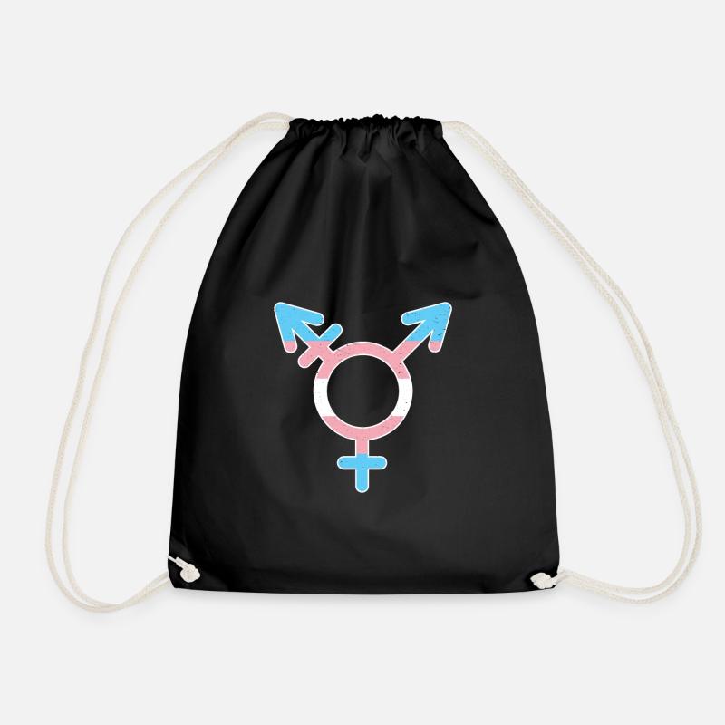 Trans Human Transgender Pride Flag LGBTQIA Ally B - Turnbeutel - Schwarz