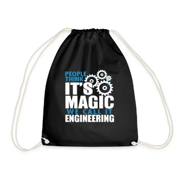 People Think It's Magic We Call It Engineering - Drawstring Bag - black - Front