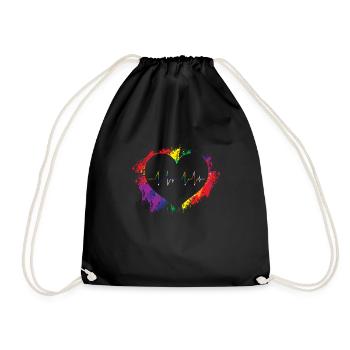 LGBT Heartgeat ECG Funny Heart Rainbow LGBT Pride - Sac de sport léger - noir - Devant