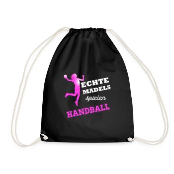 Handball echte Mädels Sprungwurf Handballer pink - Turnbeutel - Schwarz - Vorne