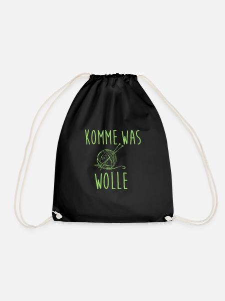 Komme was Wolle Stricken - Turnbeutel - Schwarz