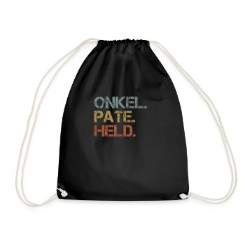Onkel Pate Held für Taufpate Geschenk - Turnbeutel - Schwarz - Vorne