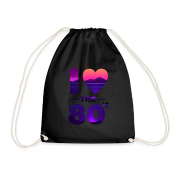 I Love The 80s Liebe Vintage Herz Geschenk - Turnbeutel - Schwarz - Vorne