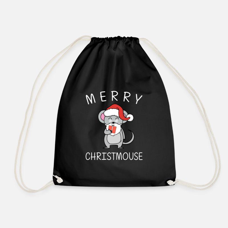 Merry Christmouse Geschenk - Turnbeutel - Schwarz