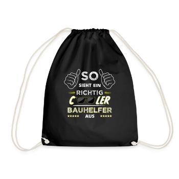 Bauhelfer Haus Bau Bauleiter Bauleiterin - Turnbeutel - Schwarz - Vorne