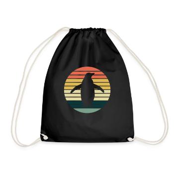 Pingouin rétro pingouin - Sac de sport léger - noir - Devant
