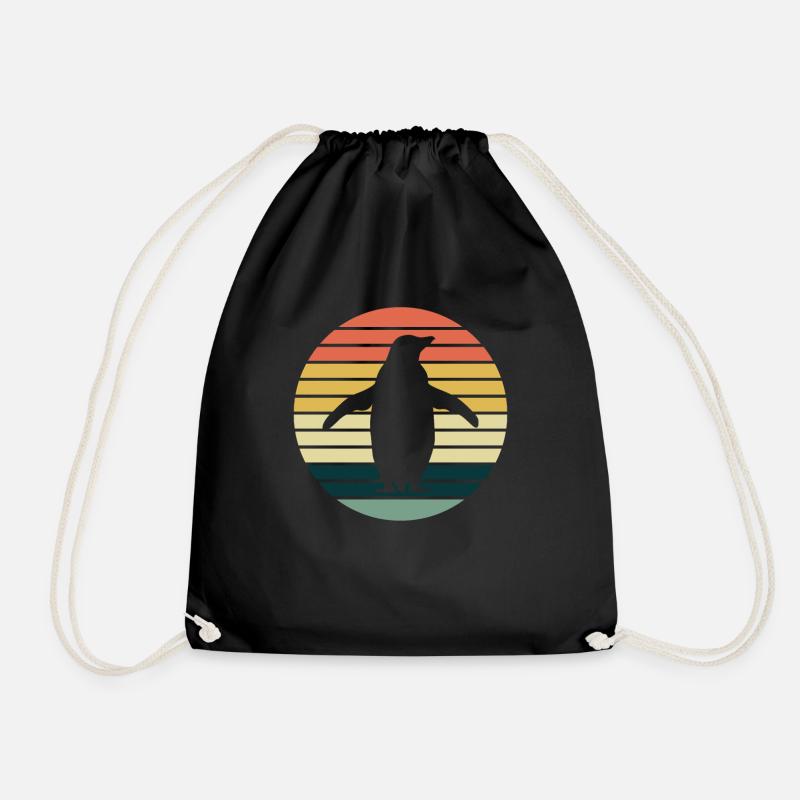 Pinguin retro Pinguine - Turnbeutel - Schwarz