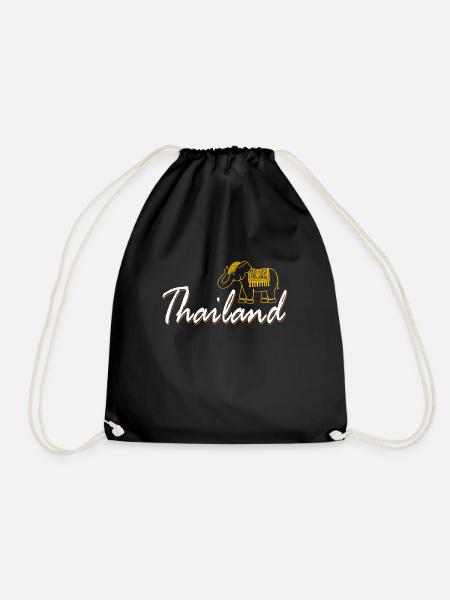 Thailand elephant holiday travel memories Asia - Drawstring Bag - black