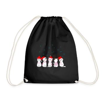 Cute Christmas Cats - Drawstring Bag - black - Front