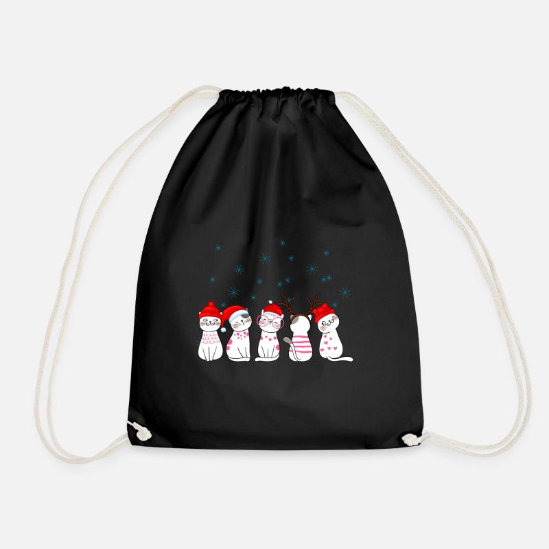 Weihnachten Katzen Niedlich - Turnbeutel - Schwarz