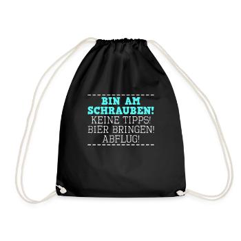 Herren Lustige Kfz-Mechaniker Sprüche - Turnbeutel - Schwarz - Vorne