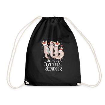 all of the otter reindeer Christmas Christmas - Drawstring Bag - black - Front