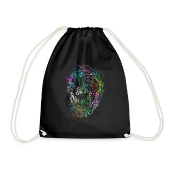 Lion psychédélique sauvage - Sac de sport léger - noir - Devant