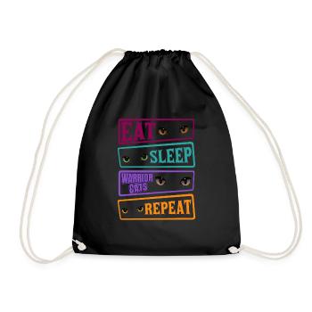 Eat Sleep Cat Cat Repeat Warrior Cat Cats - Drawstring Bag - black - Front