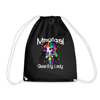 Femme de ménage licorne personnel de nettoyage - Sac de sport léger - noir - Devant