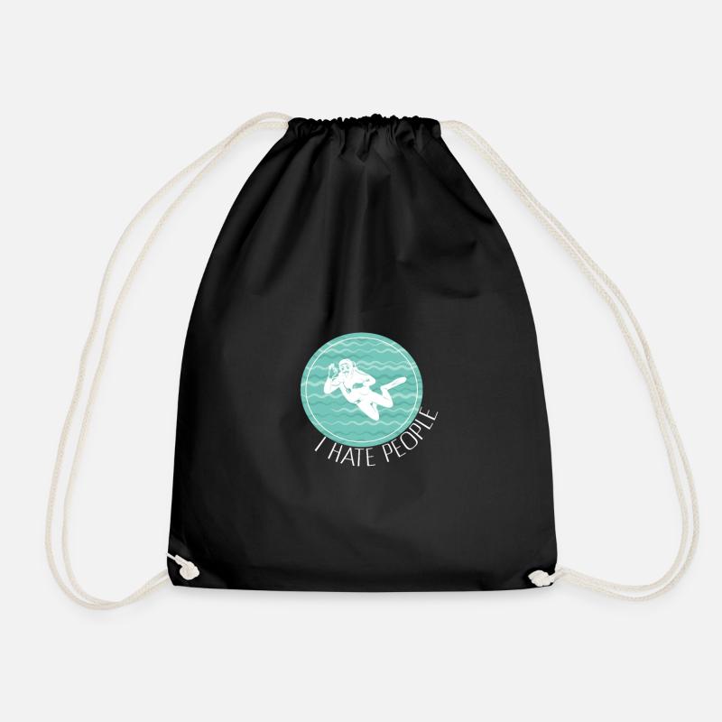 Vintage Retro Scuba Diving - Drawstring Bag - black