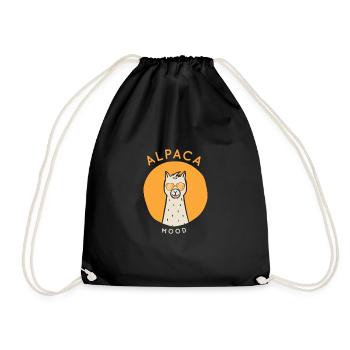Alpaca llama mood - Drawstring Bag - black - Front