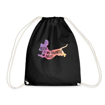 rescue is my favorite - Dachshund - Drawstring Bag - black - Front